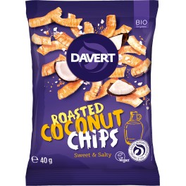 Davert cipsuri din nuca de cocos sarate si dulci, 40 grame Davert cipsuri din nuca de cocos sarate si dulci, 40 grame