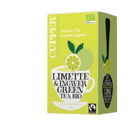 Cupper ceai verde cu lamai verzi (lime) si ghimbir, 1,75 gr, 20 pliculete Cupper ceai verde cu lamai verzi (lime) si ghimbir, 1,75 gr, 20 pliculete
