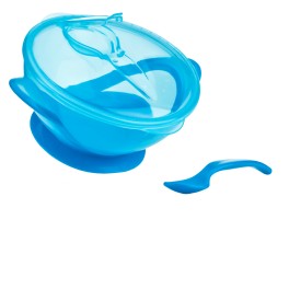 Nuby, Castron petru hranire cu baza de aspirare si lingura, 1 Set Nuby, Castron petru hranire cu baza de aspirare si lingura, 1 Set