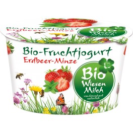 Bio Wiesenmilch - Iaurt cu capsuni si menta, 180 gr