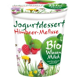 Bio Wiesenmilch - Desert din iaurt cu zmeura si roinita, 150 gr