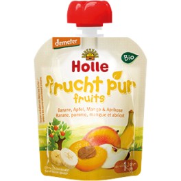 Holle, Piure de fructe: banane, mere, mango si caise, 90 gr buc