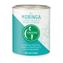 Greenic, "Moringa" Amestec pudra pentru bauturi si piureuri, 100 gr doza Greenic, "Moringa" Amestec pudra pentru bauturi si piureuri, 100 gr doza
