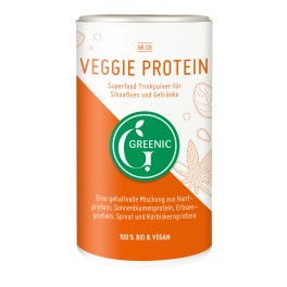 Greenic, "Veggie" Amestec pudra cu proteine pentru bauturi si piureuri, 150 gr doza