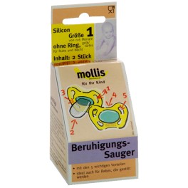 Mollis, Suzete de silicon, fara inel, 2 buc Mollis, Suzete de silicon, fara inel, 2 buc