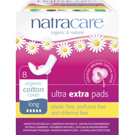 Natracare absorbante zilnice extra (protej-slip), lungi, cu aripioare