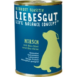 Liebesgut Hrana pentru caini Adult, cu carne de cerb, legume si mei bio - Sensitive